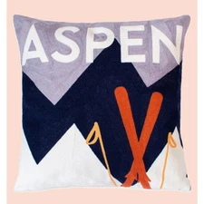 The Pillow Drop "Aspen" Needlepoint Pillow Cover Only Handmade Limited NWOT