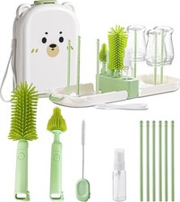 Travel Baby Bottle Cleaner Kit with Storage Case 6-in-1 Compact Bottle Brush