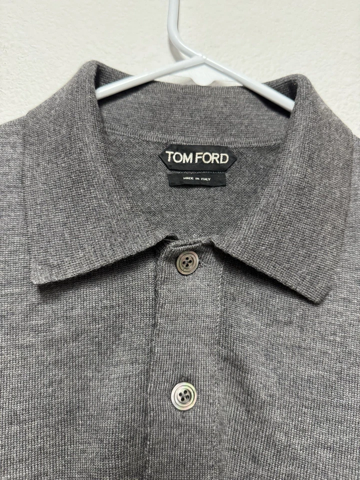 Suéter Polo Tom Ford Cachemir, Seda, Lana, Gris Talla 54 Foto 2 de 4