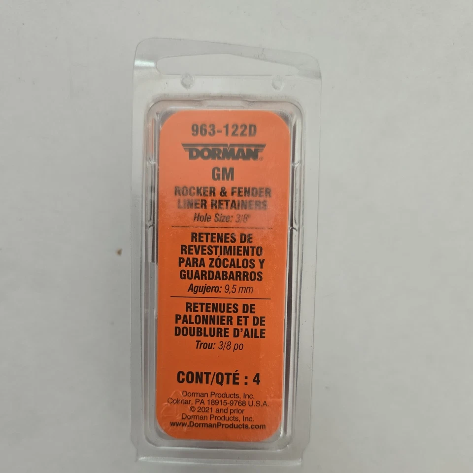 GM Qty.4 Dorman 963-122D Push-Type Rocker & Fender Liner Retainer - 3/8 In. New - Image 3 of 3