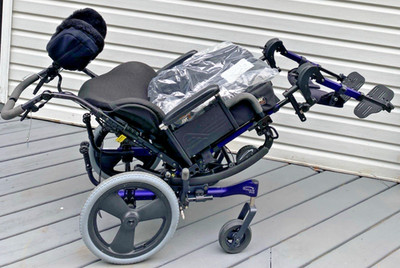 Quickie Iris  Purple Tilt In Space Wheelchair 14''x18'' adj depth