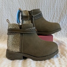 NWT Carter's Girl's Letty Glitter Ankle Boots Taupe Size US 7, Infant Toddler
