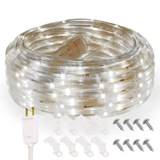 33ft LED Flat Flexible Strip Lights, Daylight White, Indoor/Outdoor, 150 LEDs...