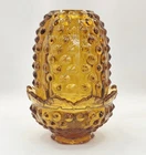 New ListingVintage Fenton Amber Hobnail Fairy Lamp Glass Candle Holder 4.5" 2 Piece Marked