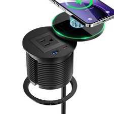 Desk Power Grommet with PD 30W USB , 15W Wireless Recessed Power Outlets with...
