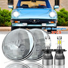 Pair 7" Inch Round LED Headlights For Alfa Romeo Spider 1988-1994 Plymouth
