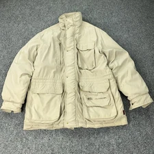 Woolrich Jacket Mens Large Beige Goose Down Insulated Quilted Outdoor Coat