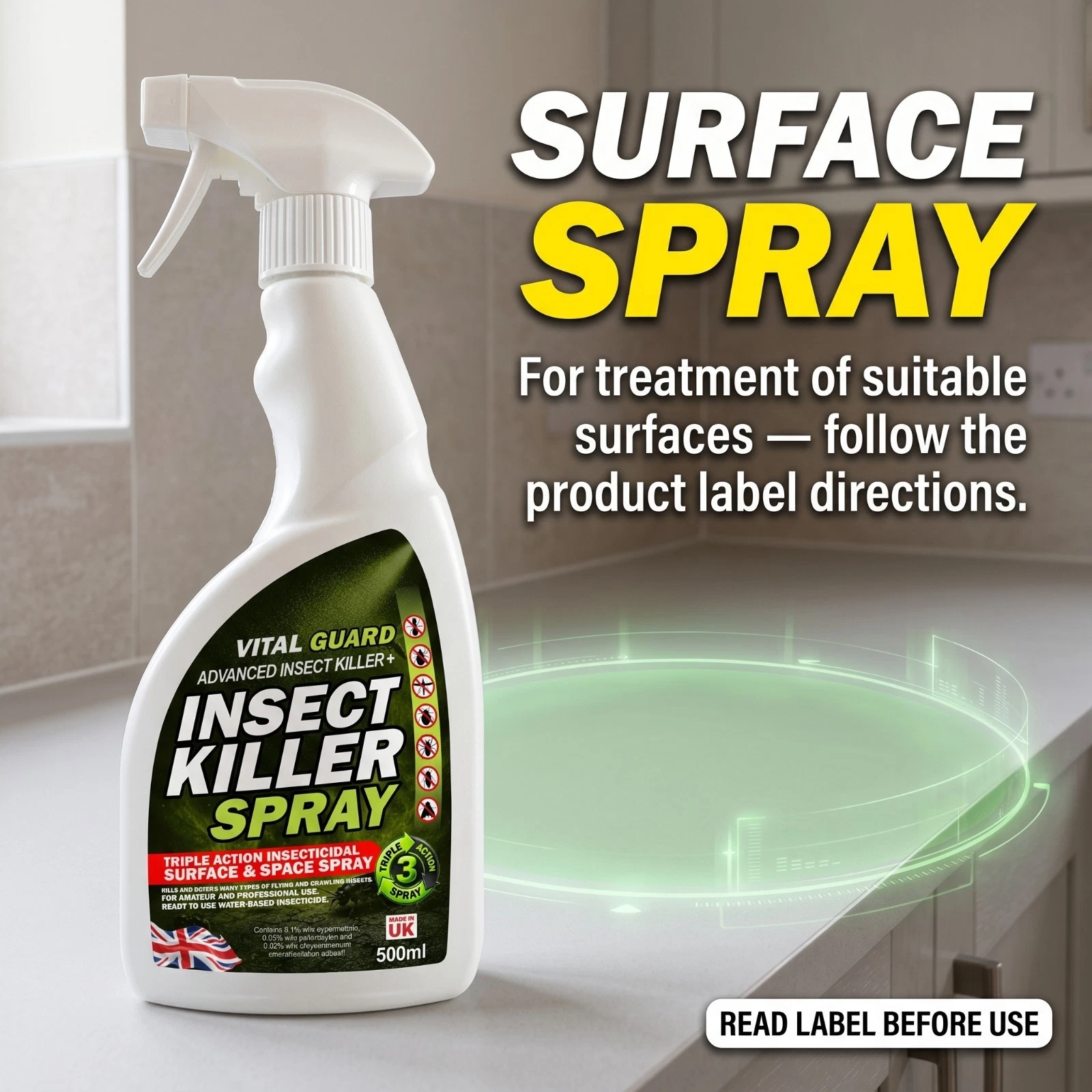 Vital Guard Insect Killer Ants Flies Cockroaches Wasps Moths Fleas Mosquitoes