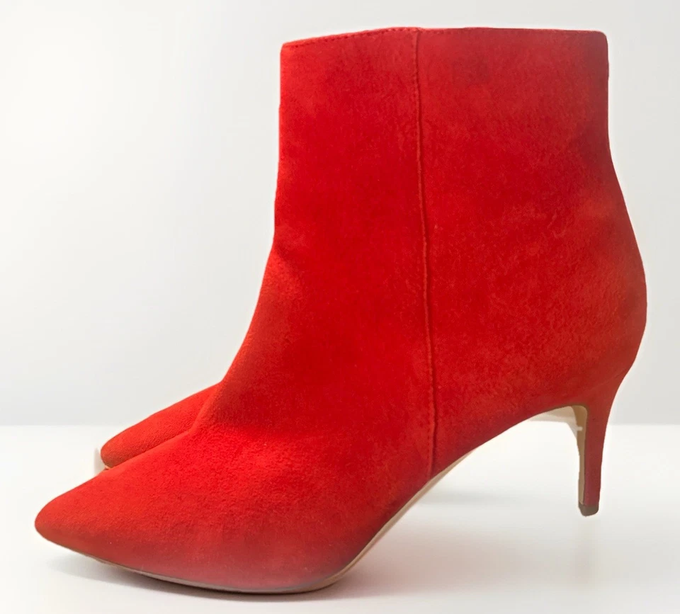 Botines halógenos de gamuza roja punta tacón de aguja 9 M Foto 3 de 4