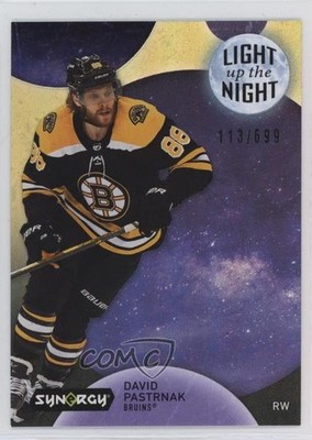 2022 Upper Deck Synergy Light Up The Night Neon Yellow /699 David Pastrnak 0u20