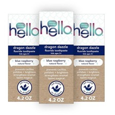 Hello Dragon Dazzle Blue Raspberry Kids Toothpaste, Fluoride Toothpaste, Ages 2