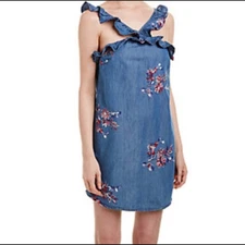 Romeo & Juliet couture blue denim mini floral dress
