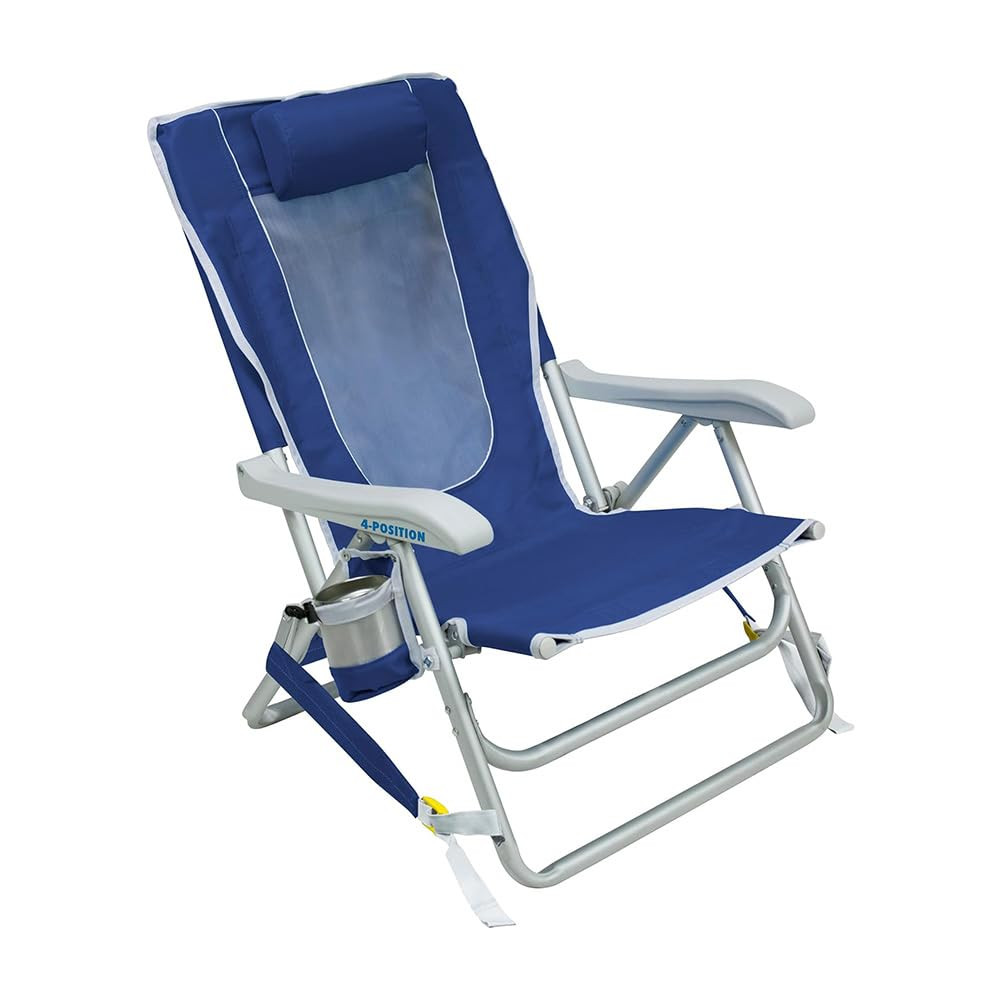 Portable Backpack Beach Chair with Reclining Feature & Drink Holder | Durable Armrests  -image