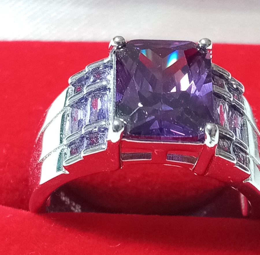 Damen Ring Silber 925 mit Lila Steinen