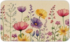 Spring Summer Floral Door Mat Pink ple Flowers Decorative Doormat