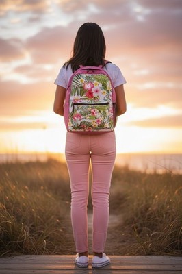 OOAK Backpack for School/Travel and Work with Padded Comfort, Pink Floral