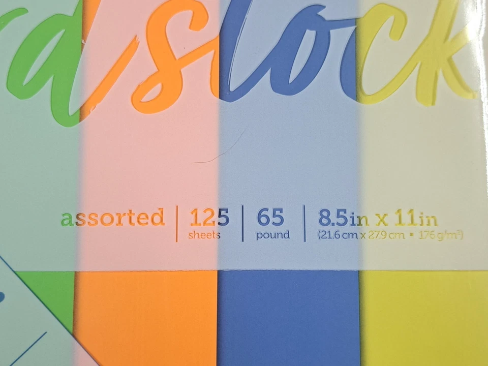 sealed hello cardstock 8.5 x 11 inch 125 sheets 65 pound assorted colors paper - Image 3 of 4