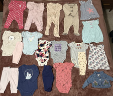 Lot of 19 Baby Girl 3-6 clothes. Bodysuits Pants Jacket