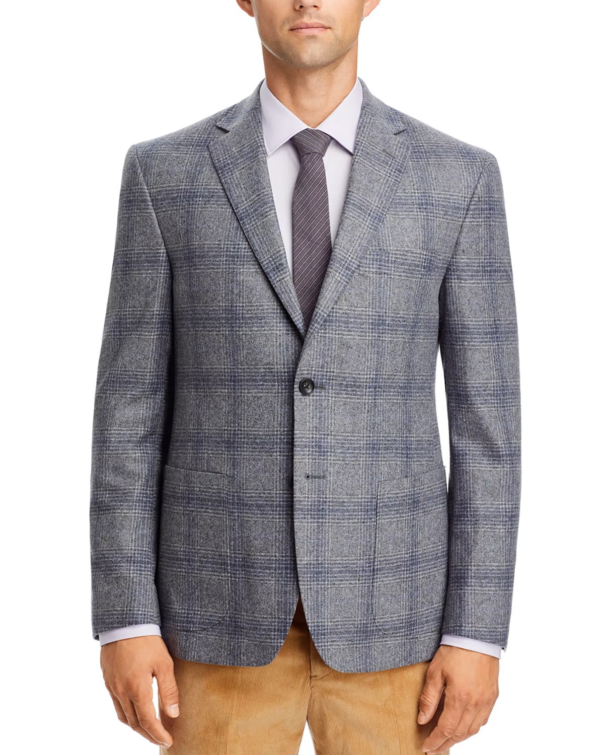 В мужском магазине Slim Fit Windowpane Шерстяное спортивное пальто длиной 44 см светло-серого цвета - 548 новозеландских долларов 30690₽