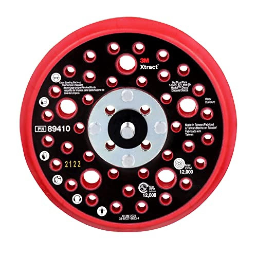 Platorello 3M 89410 Xtract Hookit 125mm Hard Rosso - Professionale