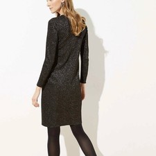 NWT LOFT Black Sparkle Shimmer Long Sleeve Dress