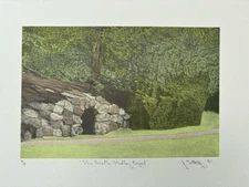 JOHN TETLEY B1951  Vintage artist Proof LITHOGRAPH The Grotto at Studley Royal