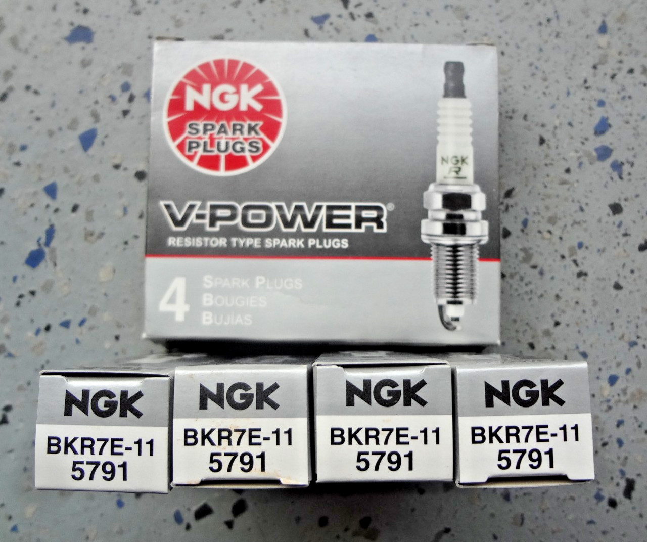Set of 4 New NGK V-Power Copper Spark Plugs Made in Japan BKR7E-11 5791