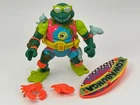 TMNT Sewer Surfer Mike Figure 100% Complete Vintage 1990 Playmates Michelangelo