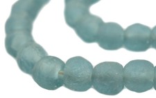Sky Blue Recycled Glass Beads 14mm Ghana African Sea Glass Round Large Hole