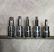 Snap On 5 Piece Torx Bit Set 6 Point 3/8 Drive T55-T50-T47-T45-T40 Torx Sockets