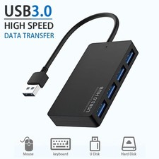 USB 3.0 Hub 4-Port Ultra Slim Multi Splitter Adapter Cable for PC Laptop UK
