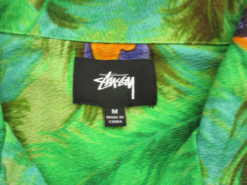 Stussy Shirt Mens Size Medium Green Button Up Short Sleeve Hawaiian Floral Skate - Picture 7 of 13