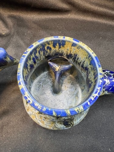 Set of 2, Doug Wylie Whale Tail Coffee Mugs Blue Ceramic Art Pottery Drip Glaze - Picture 9 of 11