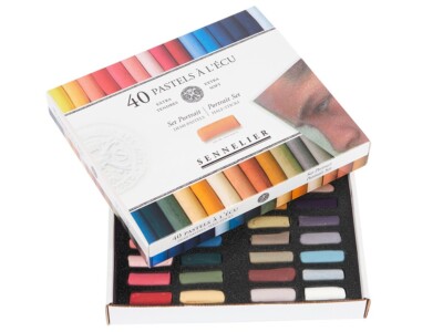 30 DEMI PASTELS A L ECU SENNELIER SUPER QUALITE GAMME BORD DE MER+ 1Estompe