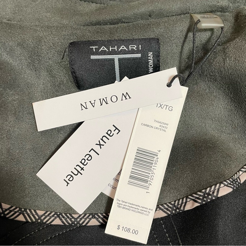 NWT New $108 Tahari Faux Suede Crop Moto Grey Jacket Size 1X | eBay