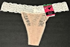 large / 7 - NWT Maidenform Luxurious Lace thong panty beige d63