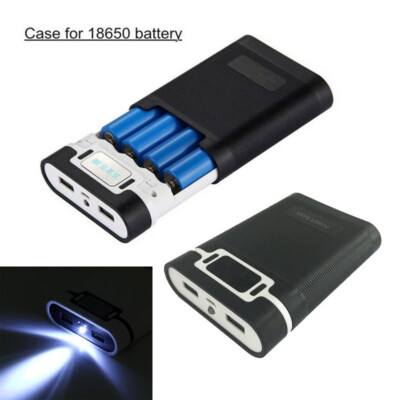 DIY Abnehmbare for 4x 18650 Akku Gehäuse Power Bank Shell Ladegerät Box Dual USB