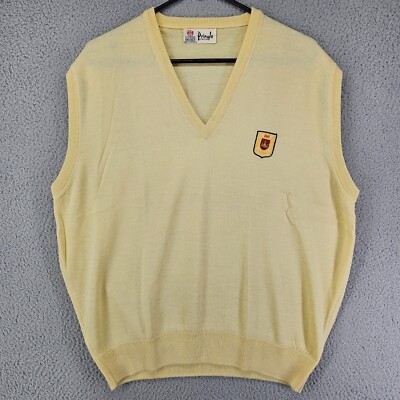 Vintage Pringle of Scotland Sweater Vest Mens Medium Yellow Academia Grandpacore