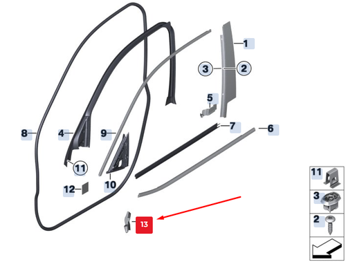 Joint De Canalisation De Porte BMW X3 F25 Avant Droit - Réf. 7205718 - Occasion