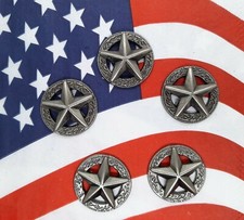 Western Style Star Pewter Conchos / Concho 1" 5 Total With Rivet Backs