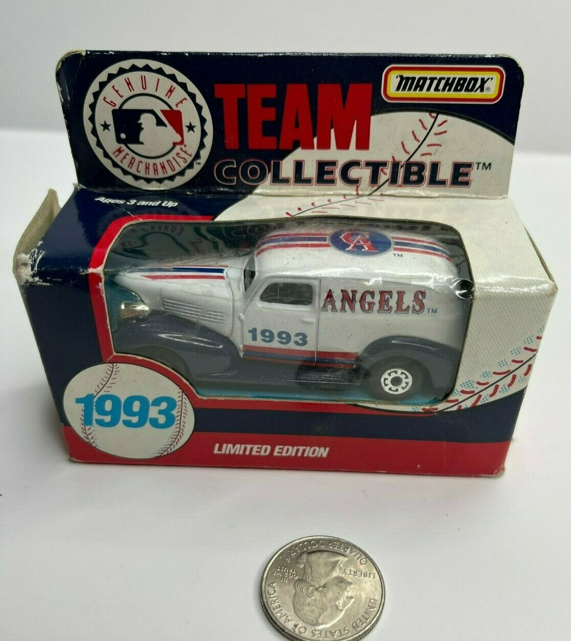 MLB Matchbox Anaheim Angels Team Collectible 1993 White Rose Car
