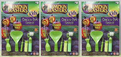 3-SET KINDER KÜRBIS SCHNITZEN PARTY Glow-in-the-Dark Schule Halloween Basteln Spaß