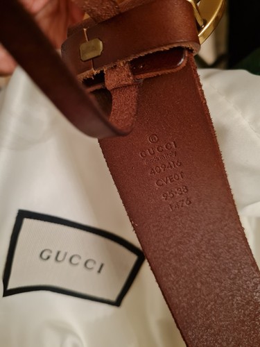 Gucci Belt GG Marmont Brown Cuir Leather Brass Buckle, 95 cm- 32/34 waist - Picture 2 of 4