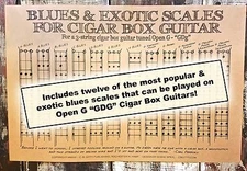 Blues & Exotic Scales Poster for 3-string Open G (GDG) Cigar Box Guitars 