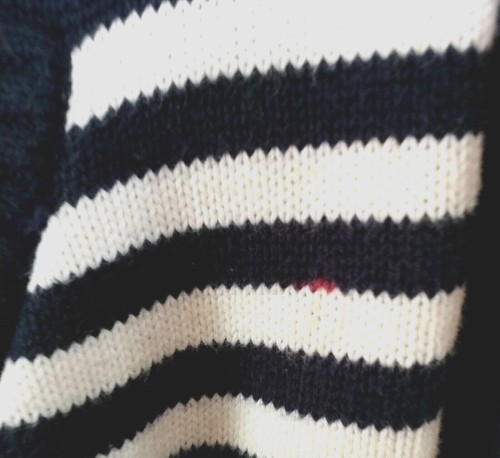 Talbots Pullover OP Strickjacke dunkelblau weiß gestreift Maritim Militär Strand - Bild 7 von 7