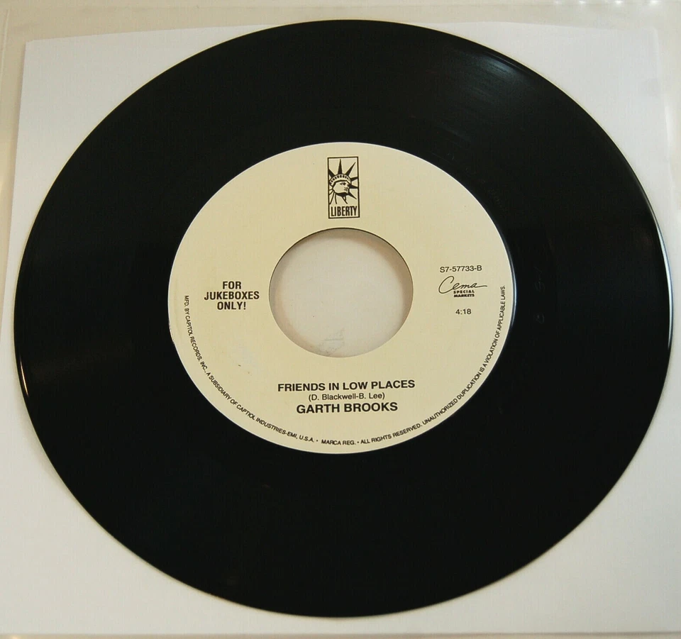 Garth Brooks Friends In Low Places / What She's Doing Now 45 MINT UNPLAYED 1992 - Image 2 of 4