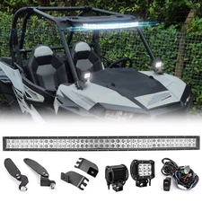 WEISEN Roof 42" Curved Light Bar+Side Pods Bracket Wire For Polaris General 1000