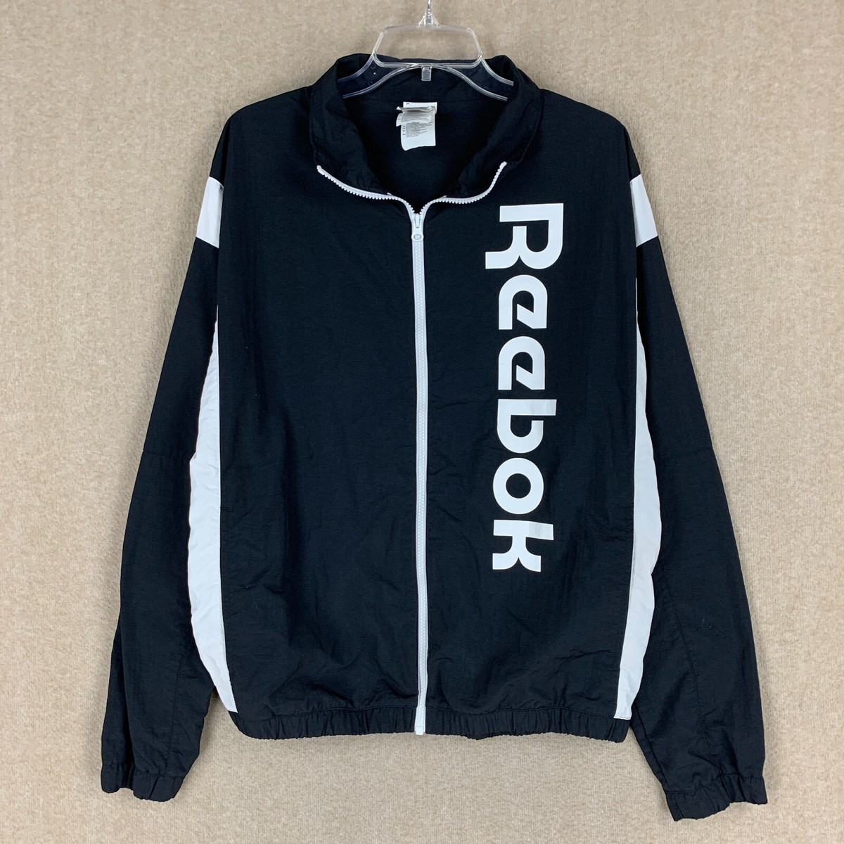 Reebok Mens Track Jacket S Black Full Zip Long Sleeve Wind Breaker