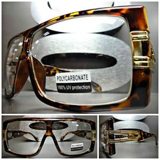 Men or Women OVERSIZE VINTAGE RETRO Clear Lens EYE GLASSES Tortoise  Gold Frame