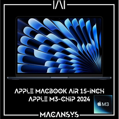 Apple MacBook Air 15 Zoll 2024 M3 8C CPU 10C GPU 16GB 512GB MXD43B/A Mitternacht